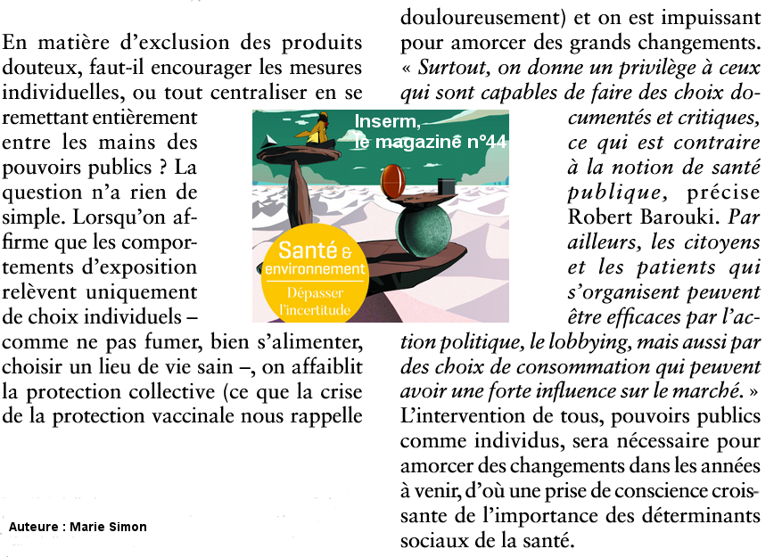 Extrait du Dossier Santé & environnement / Inserm, le Magazine n°44