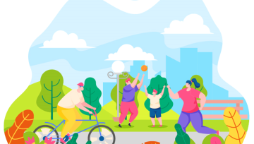 Illustration personnes en activités dans un parc